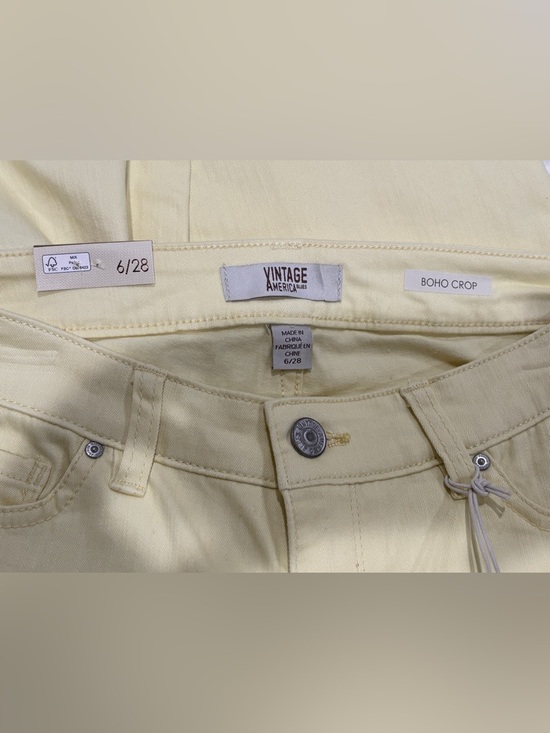 Vintage America Blues Cropped Pale Yellow Jeans - Picture 6 of 6